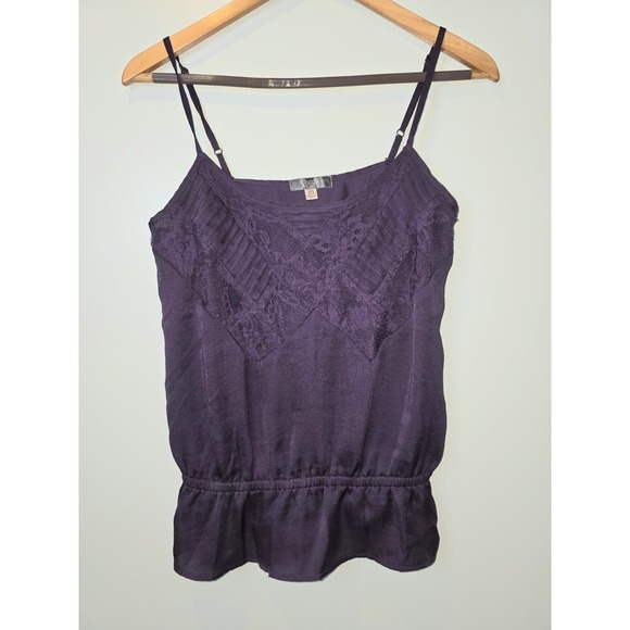 Y2K Satin & Lace Cami Tank Purple Jewel Coquette Grunge Preppy Goth Size Med - Picture 1 of 5
